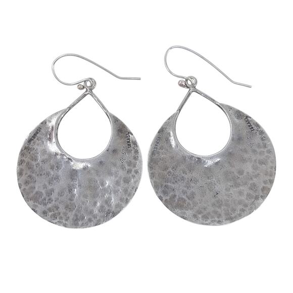 Estate Silpada Sterling Silver 925 Hammered Disc Dangle Earrings - Picture 5 of 8